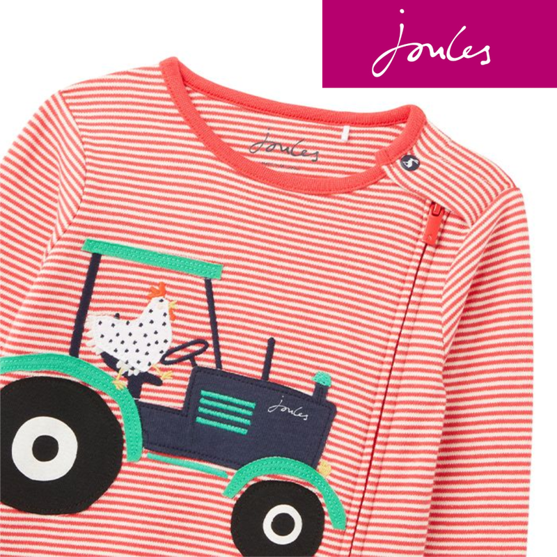 Joules Zippy Babygrow - Red Tractor -1